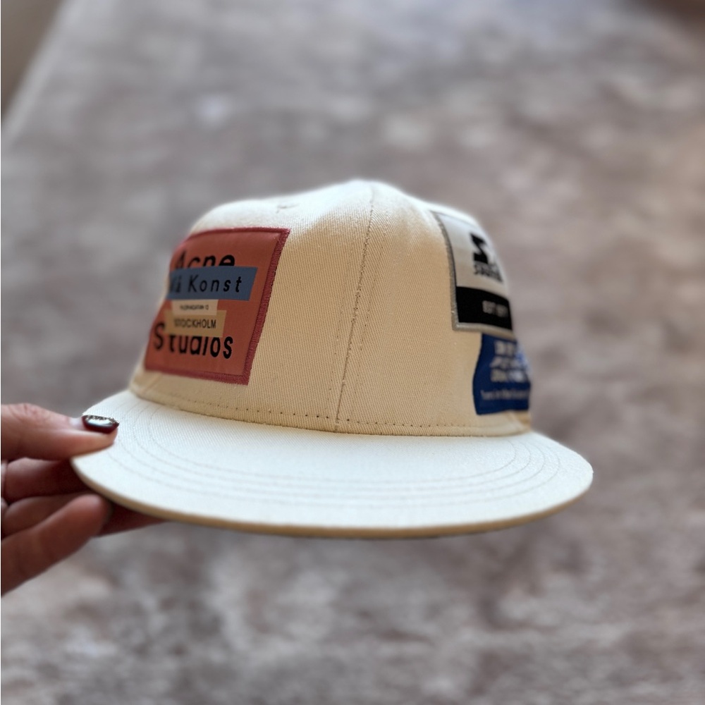 Acne Studios Cream Patchwork Hat O/S